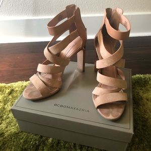 Gorg suede BCBGMAXAZRIA runway nude & rose gold👠